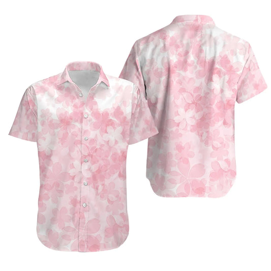 Cherry Blossom Hawaiian Shirt | Soft Pink Floral Botanical Print | Lightweight Breathable Fabric | Tropical Aloha Summer Gift For Him