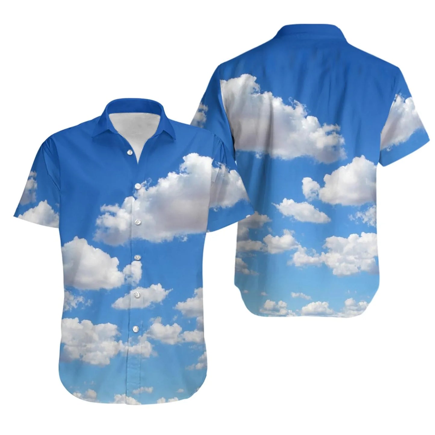 Clouds Hawaiian Shirt | Sky Blue Dream Print | Soft Breathable Fabric | Summer Vacation Beach Outfit Gift