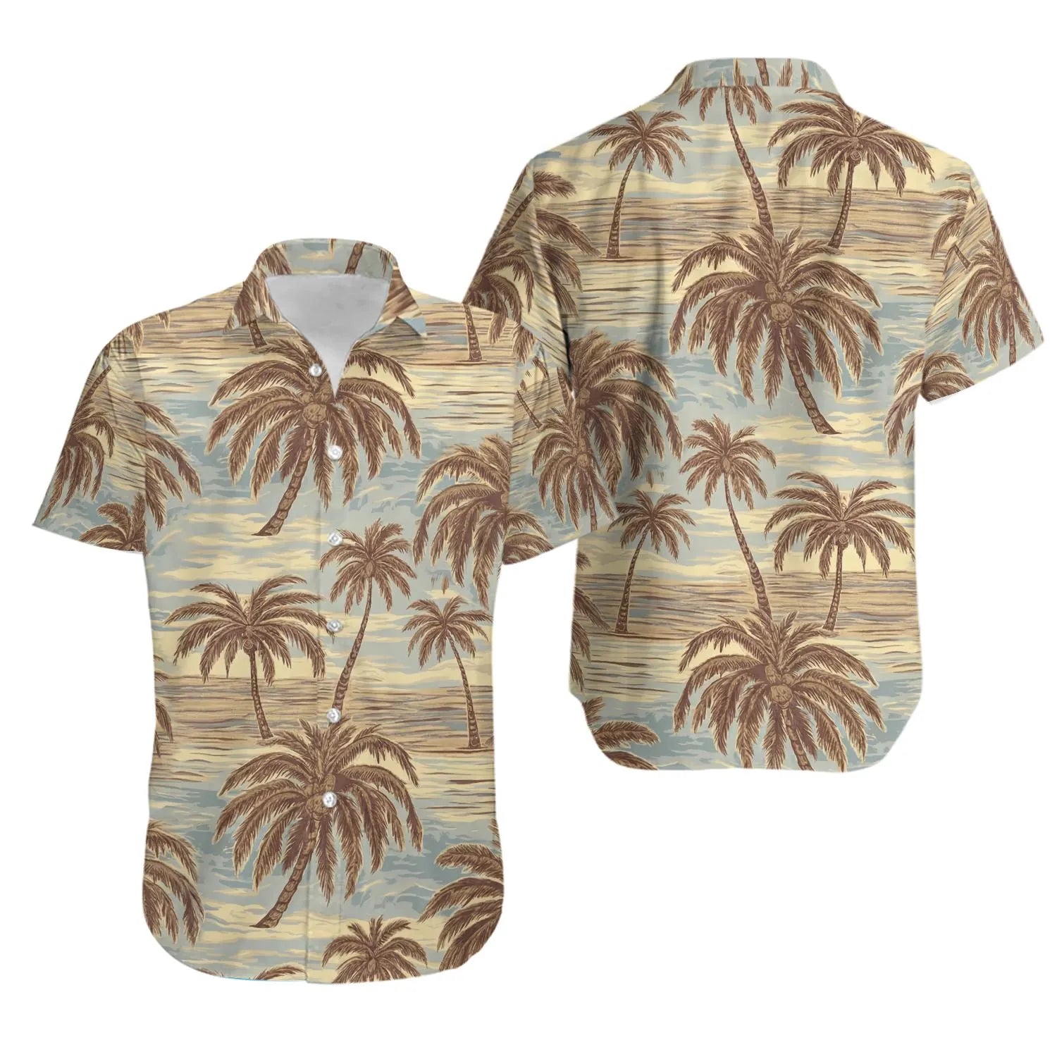 Hawaiian Shirt | Tropical Coconut Tree Print | Lightweight Breathable Fabric | Summer Beach Vacation Gift for Men