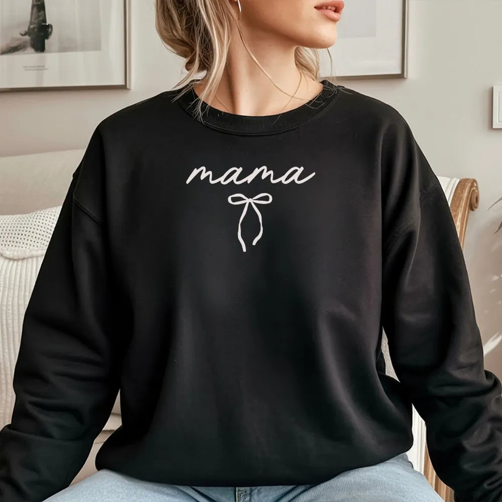 Mama Sweatshirt | Coquette Bow Aesthetic Design | Premium Cotton Blend | Gift for Mom or Mother's Day